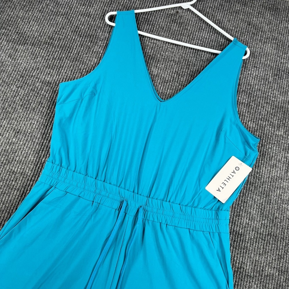 Athleta Avenue Jumpsuit Womens XL Extra Large Blue Tank V Neck Active Casual New